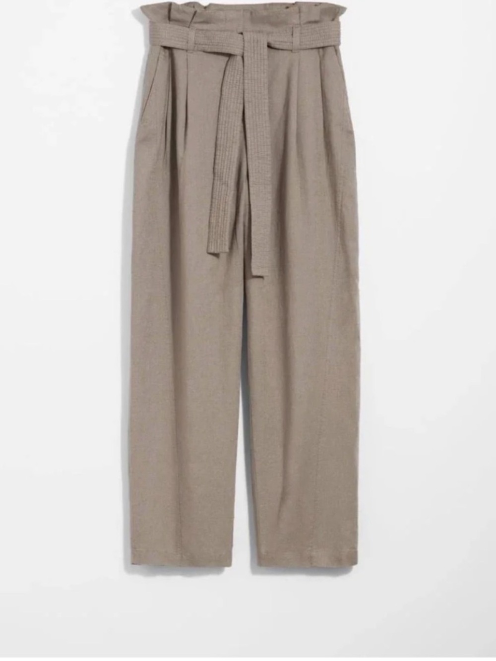 NWT & Other Stories Taupe Paperbag Waist Pants with Self-Tie